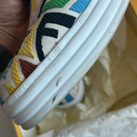 FENDI X SARA COLEMAN Canvas FF Vertigo Embroidered Womens Rise Slip On Sneakers - Picture 9 of 11